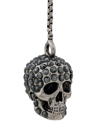 Alexander Mcqueen Skull Embellished Drop Earrings In Silver