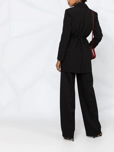 Shop Valentino Tie-waist Wool Blazer In Black