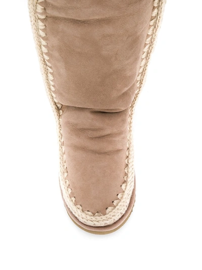 Mou Woven Detail Padded Boots In Neutrals