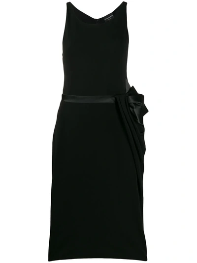 Shop Emporio Armani Bow-tie Belt Midi Dress In Black