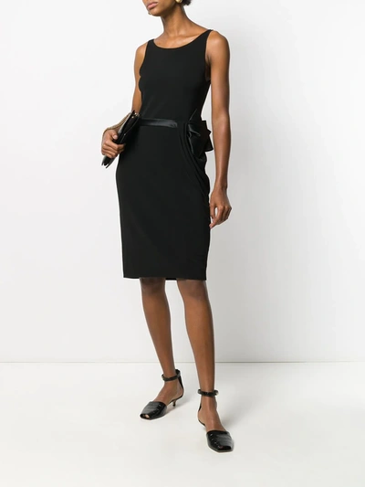Shop Emporio Armani Bow-tie Belt Midi Dress In Black