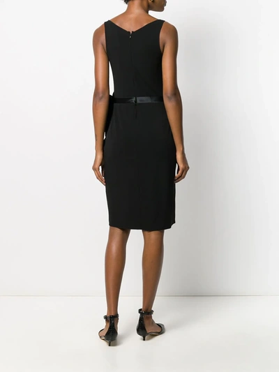 Shop Emporio Armani Bow-tie Belt Midi Dress In Black