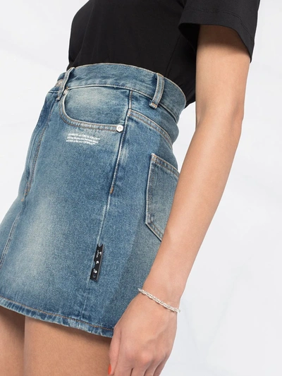 Shop Off-white High Waist Denim Skirt In Blue