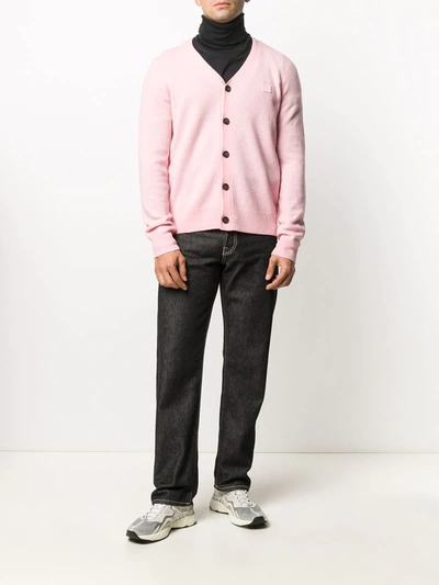 Shop Acne Studios Knitted V-neck Cardigan In Pink