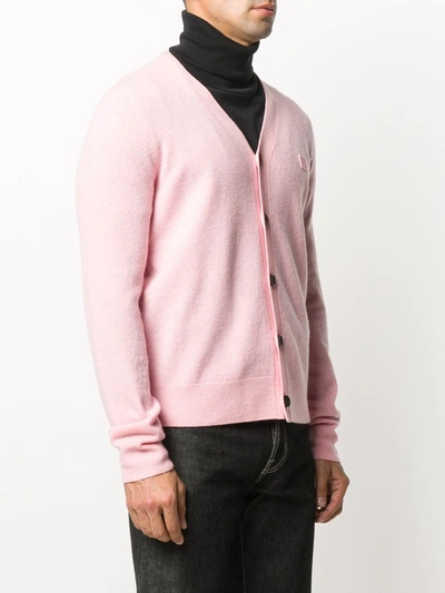 Shop Acne Studios Knitted V-neck Cardigan In Pink