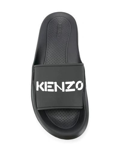 Shop Kenzo Logo Embossed Sliders In Black