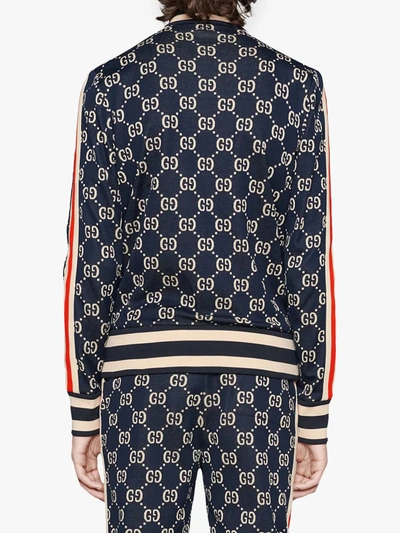 Shop Gucci Gg Jacquard Cotton Jacket In Blue