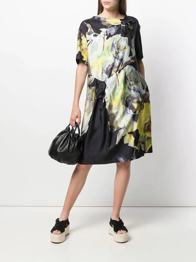 Shop Antonio Marras Floral Print Shift Dress In Black