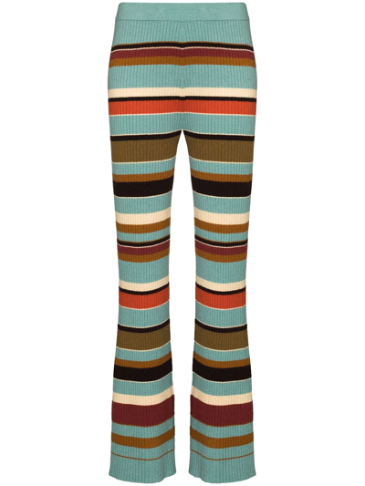 Shop Ulla Johnson Rochelle Striped Knitted Trousers In 蓝色
