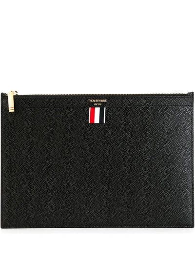 Thom Browne Signature Loop Tab Pebbled Clutch In Black