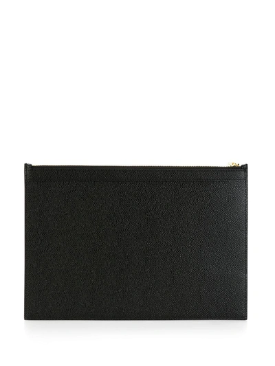Thom Browne Signature Loop Tab Pebbled Clutch In Black