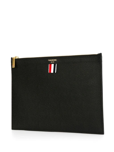 Thom Browne Signature Loop Tab Pebbled Clutch In Black