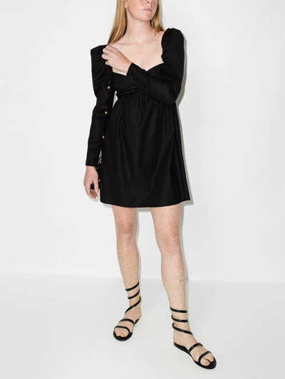 Shop Reformation Kenzi Puff-sleeve Minidress In Black