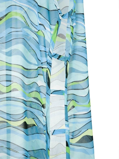 Amir Slama Wave-print Maxi Kaftan In Blue