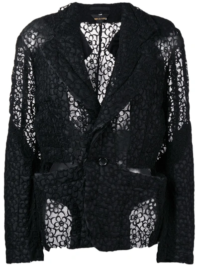 Shop Comme Des Garçons Floral Lace Jacket In Black