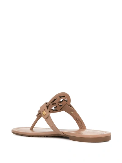 Tory Burch Miller Medallion Metallic Leather Flat Slide Sandal In Neutrals