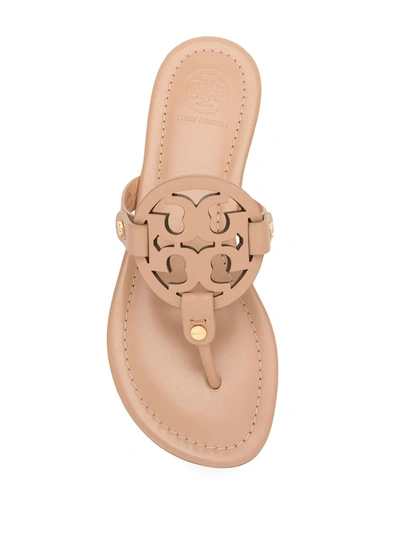 Tory Burch Miller Medallion Metallic Leather Flat Slide Sandal In Neutrals