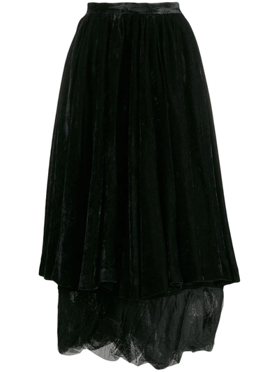 Pre-owned Romeo Gigli 2000's Velvet Layered Skirt In Black