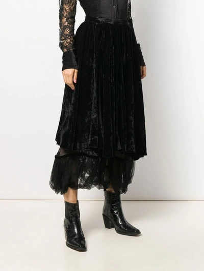 Pre-owned Romeo Gigli 2000's Velvet Layered Skirt In Black