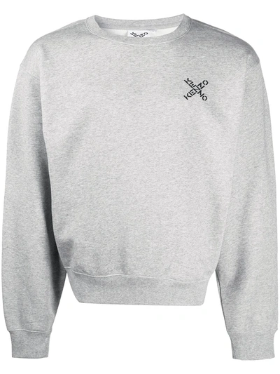 Shop Kenzo Logo Cotton Sweatshirt In Grey