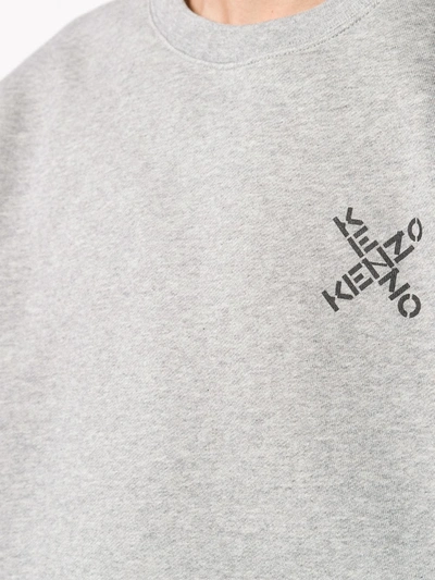 Shop Kenzo Logo Cotton Sweatshirt In Grey