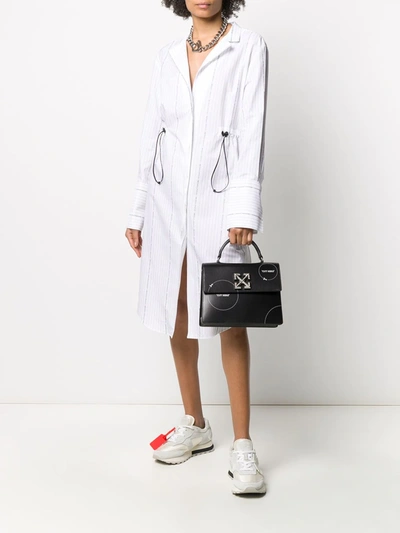 POPELINE COULISSE SHIRT DRESS WHITE BLAC