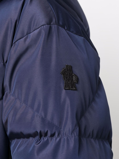 Shop Moncler Belted Padded Jacket In 蓝色
