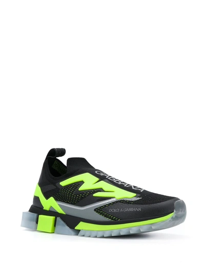 Dolce & Gabbana Dolce And Gabbana Black And Green Sorrento Sneakers In Black