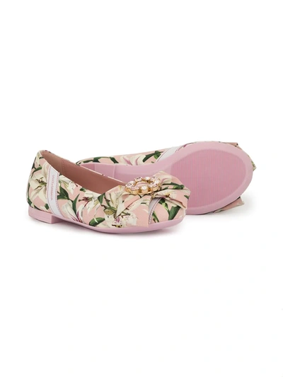 Shop Dolce & Gabbana Floral Print Ballerina Shoes In Pink