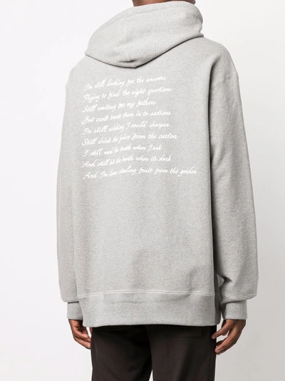 Shop Junya Watanabe Slogan-print Cotton Hoodie In Grey