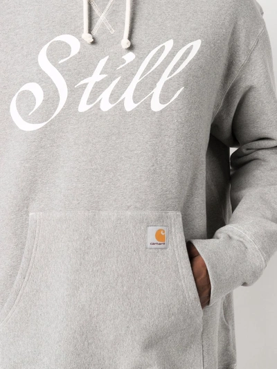 Junya Watanabe Slogan-print Cotton Hoodie In Grey