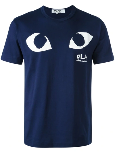 Shop Comme Des Garçons Play Eye Print T-shirt In Blue