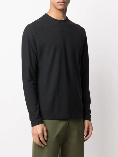 Shop Zanone Long-sleeved Cotton T-shirt In Black
