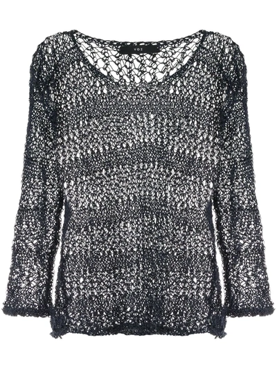 Shop Voz Loose Knit Linen Sweater In Blue