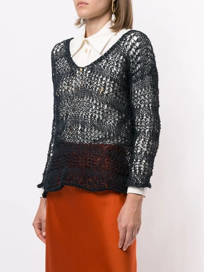Voz Loose Knit Linen Sweater In Blue