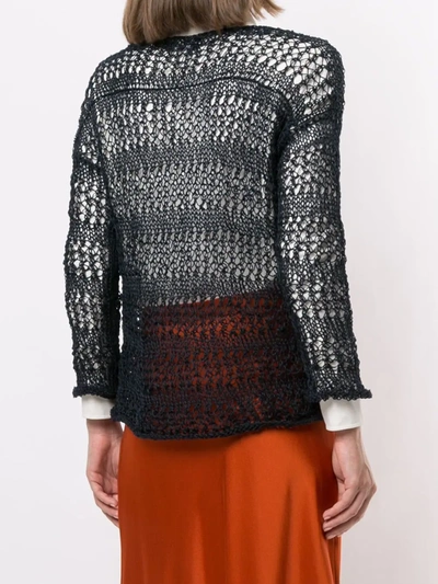 Voz Loose Knit Linen Sweater In Blue