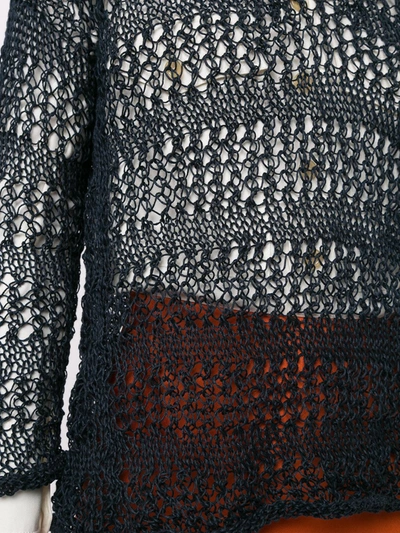 Voz Loose Knit Linen Sweater In Blue