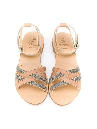 Shop Brunello Cucinelli Caged Open Toe Sandals In Neutrals