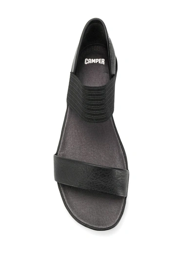 Shop Camper Right Flat Leather Sandals In Black
