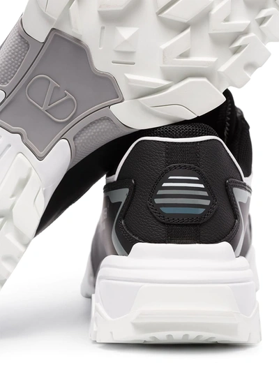 Valentino Vu V Face Chunky Leather Sneakers In Black