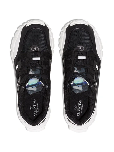 Valentino Vu V Face Chunky Leather Sneakers In Black