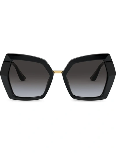 Shop Dolce & Gabbana Dg Monogram Oversized-frame Sunglasses In Black