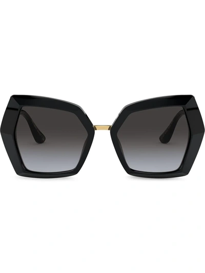 Dolce & Gabbana Dg Monogram Oversized-frame Sunglasses In Black