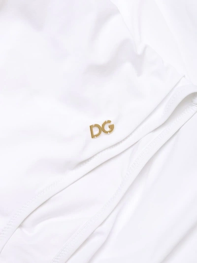 Shop Dolce & Gabbana Deep V-neck Halterneck Swimsuit In White