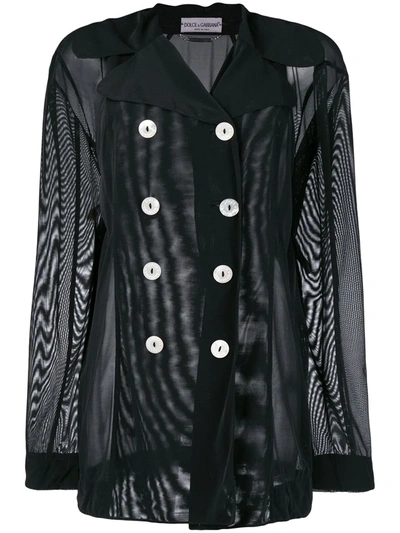 Pre-owned Dolce & Gabbana Sheer Double-breasted Jacket In Black
