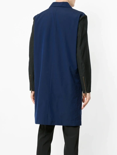 Pre-owned Comme Des Garçons Half-zip Midi Coat In Blue