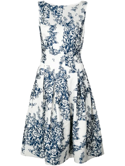 Shop Oscar De La Renta Floral Print Dress In White