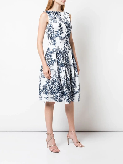 Shop Oscar De La Renta Floral Print Dress In White