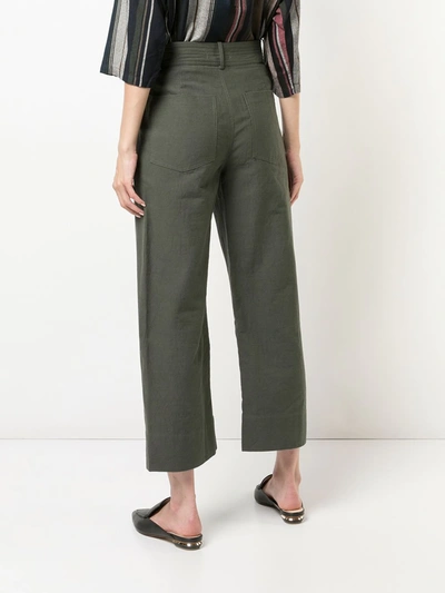 Shop Apiece Apart Wide Leg Cropped Trousers In Green