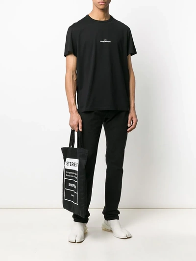 Shop Maison Margiela Distorted-logo Cotton T-shirt In Black